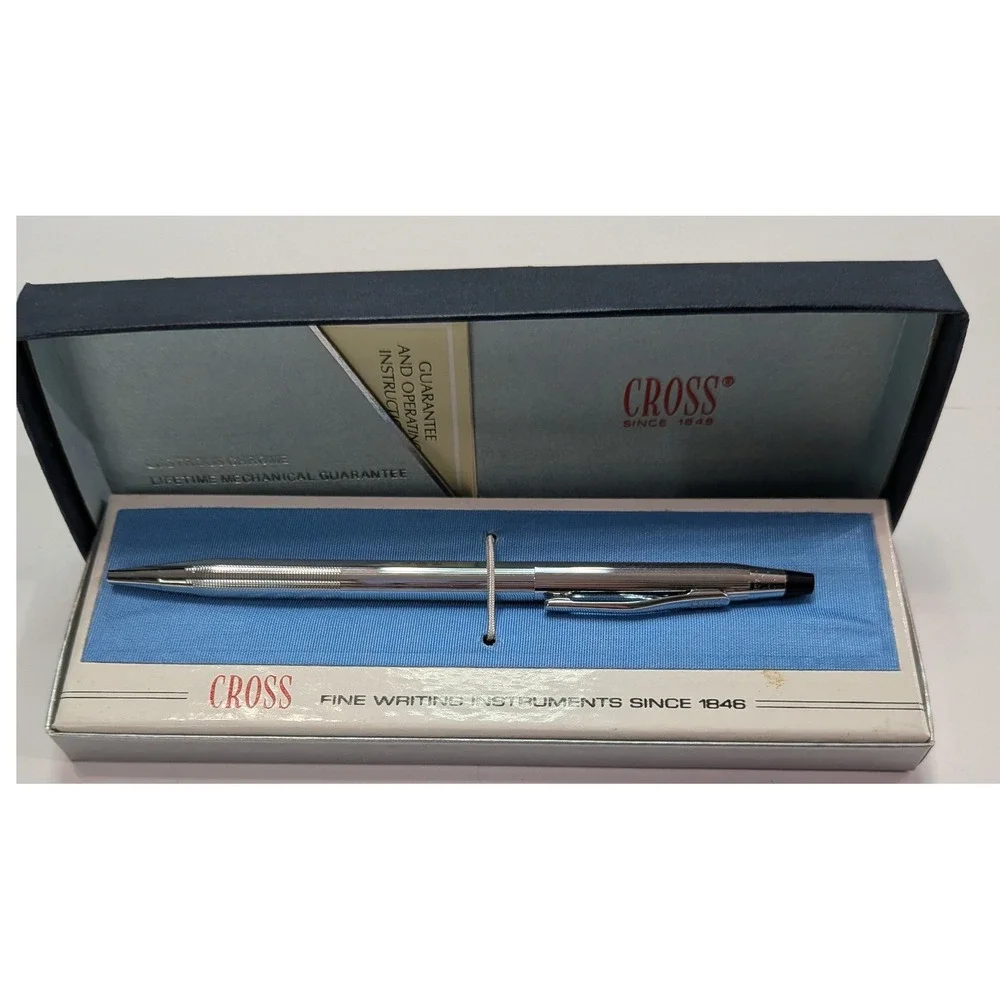 Cross Ballpoint Pen Unisex OS Silver Excellent Lustrous Chrome Vintage Boxed
